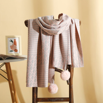 2020 New Winter Imitation Cashmere Pure Color Bib Wool Ball Scarf for Women Warm and Simple Double-sided Korean Shawl