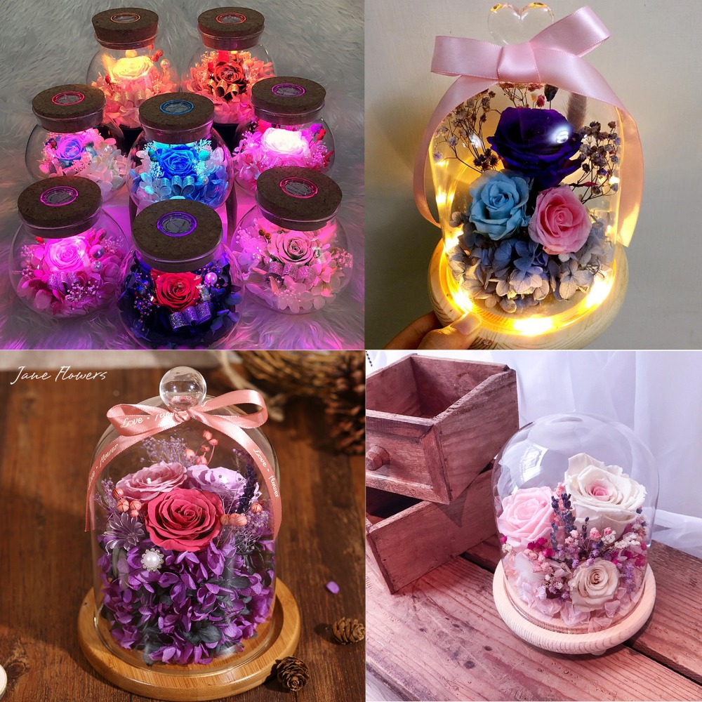 6pcs/box 5-6cm Fresh Cut flower Preserved Roses Decoration Flowers A Grade For Valentine Christmas Festival Arrangements