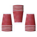 50pcs Coffee Cups Threaded Insulation Triple Wall Takeaway Cup Paper Cup with Lid for Cafe Catering Restaurant