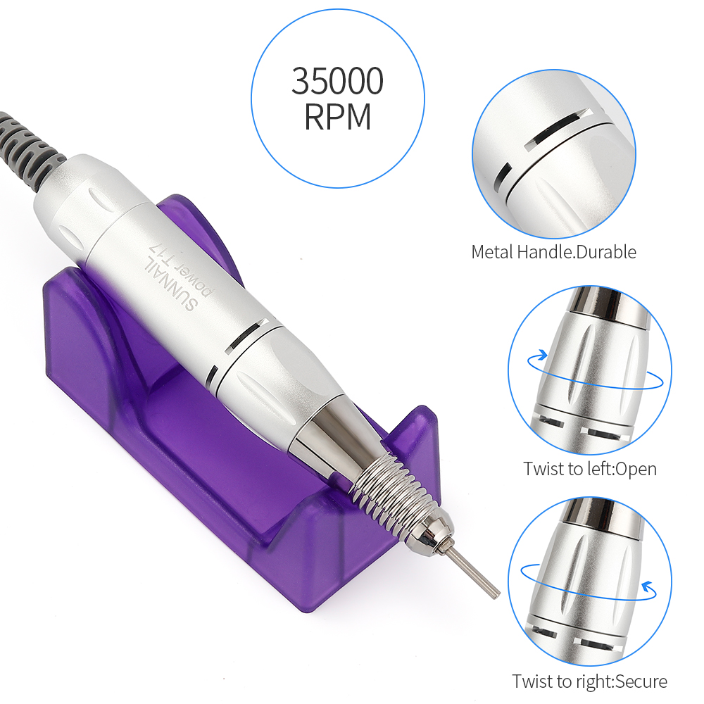 25W 35000RPM Electric Nail Drill Machine With Handpiece&Foot Pedal Speed Control&11 Drill Bits Manicure Nail Polisher Drill