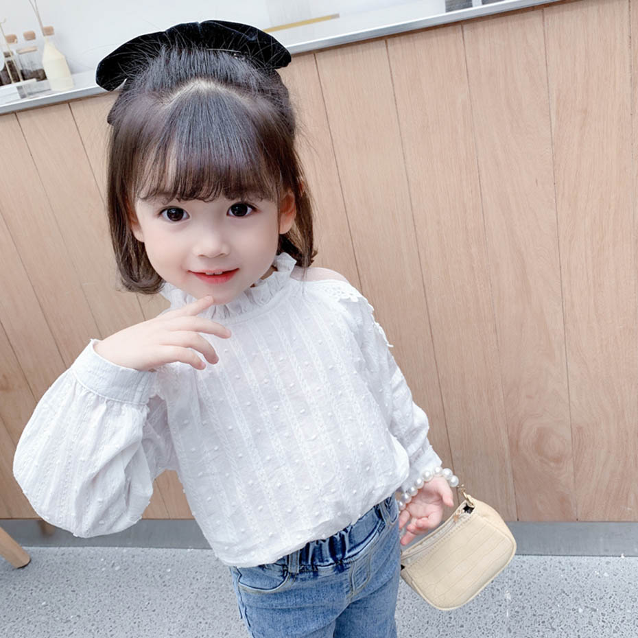 Toddler Girls Blouse Lace Girls Shirts Ruffles Children's Shirts For Girls Casual Style Baby Girl Clothes