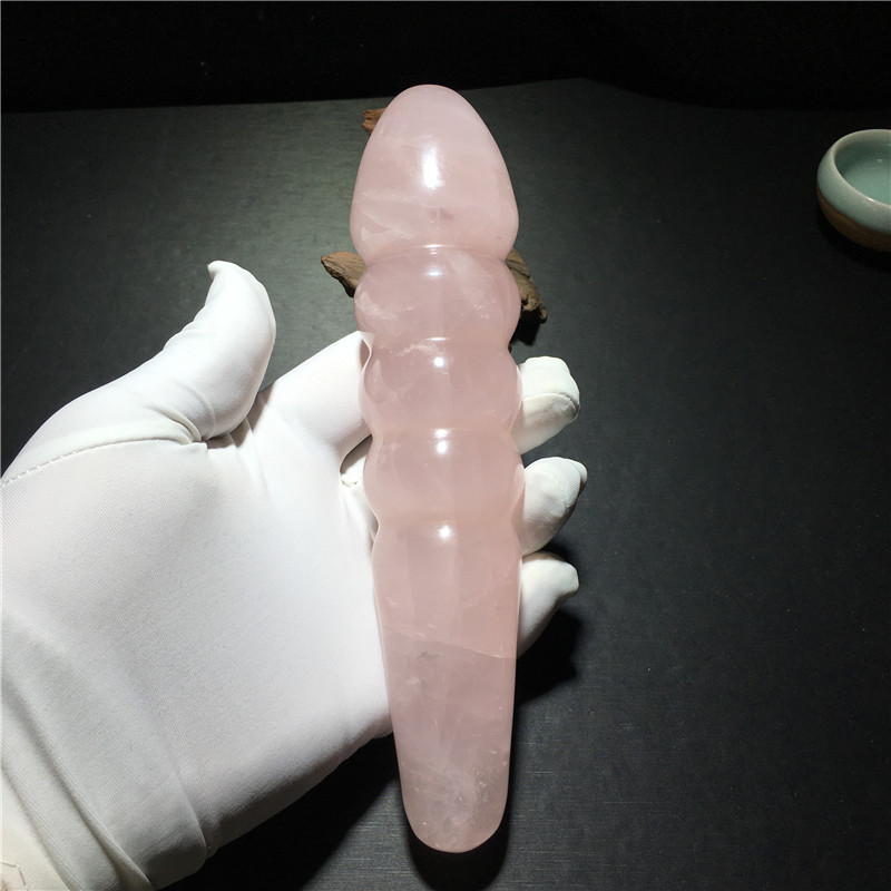 18cm Natural rose quartz crystal wand Personality pink quartz massage stick Gemstone beauty bar Yoni Healing for women gift