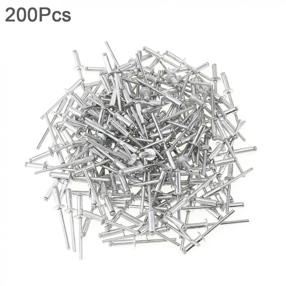 200pcs M4x13mm Aluminium Rivet Gun Core Pulling Riveting Break Mandrel Nail with Mushroon Head and Polished Chrome Surface