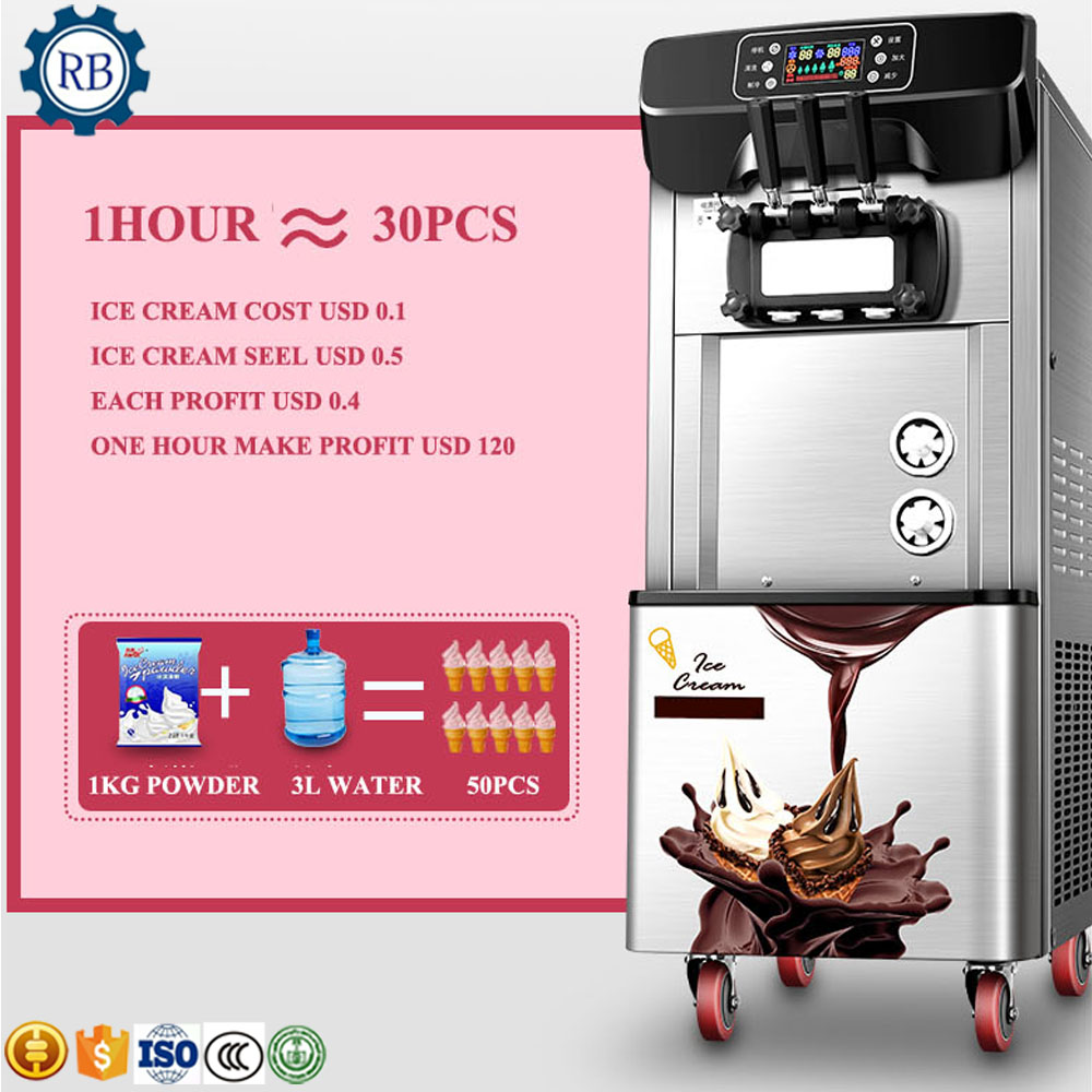 3 flavors ice cream making machine soft milk/chocolate ice cream maker machine