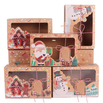 Fengrise 12/24pcs Christmas Candy Box Kraft Paper Cookies Box Merry Christmas Decor For Home Christmas Party Candy Box Gifts