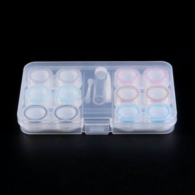 New 1 Set Unisex Contact Lens Case Box 6 Boxes Simple Transparent Leakproof Portable Storage Eye Care Kit Organizer Container