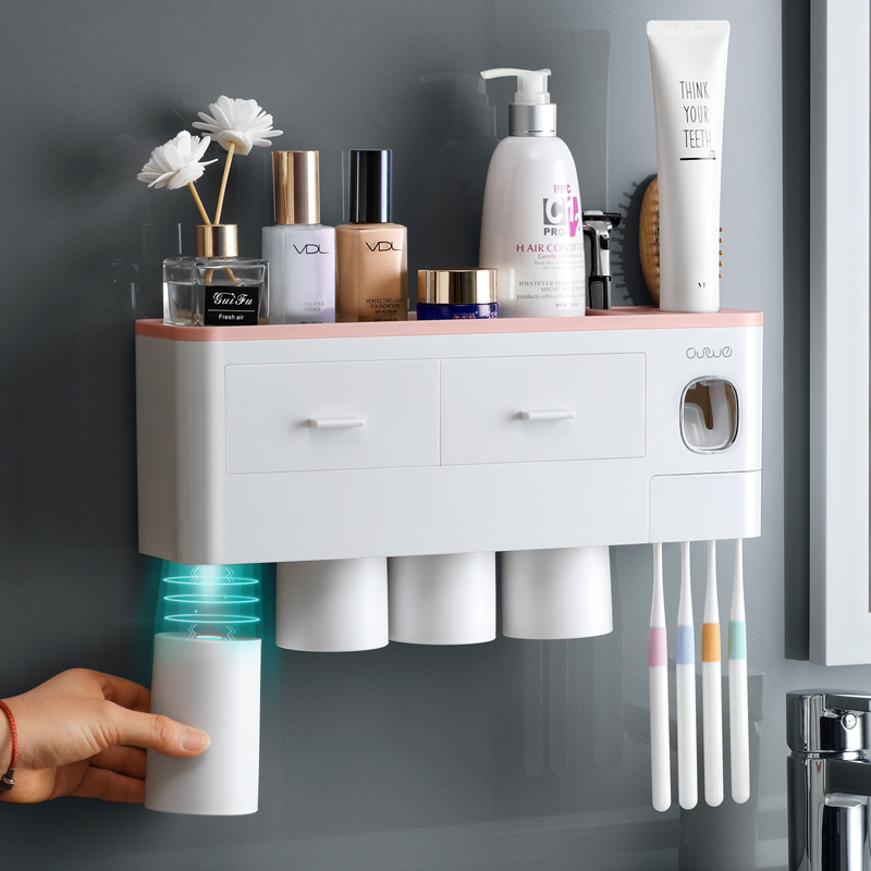 Bathroom Accessories organizer Set Toothbrush Holder Automatic Toothpaste Dispenser Holder Toothbrush Wall Mount Rack Tools Set