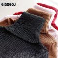 New Glitter Turtleneck Women Pullover Sweater High Elasticity Knitted Ribbed Slim Jumper Autumn Winter Basic Female Sweater