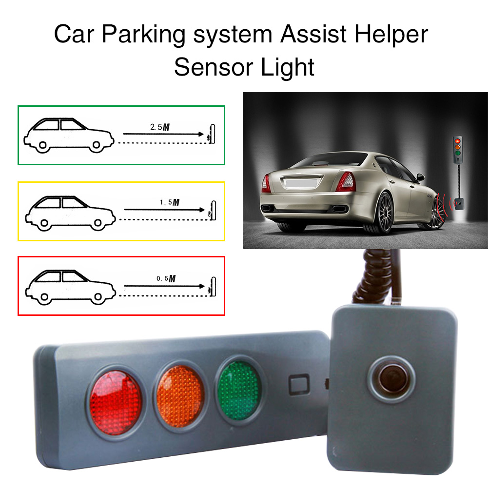 3Colors Rectangle Assisting Car Parking Sensor System Automatic Led Home Durable Safe Light For Garage Stop Indicators