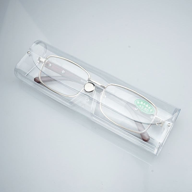 Transparent White Glasses Case 2pcs Button Eyeglass Case reading glass box Eyeglasses Box Silicone eye glasses accessoriesL016