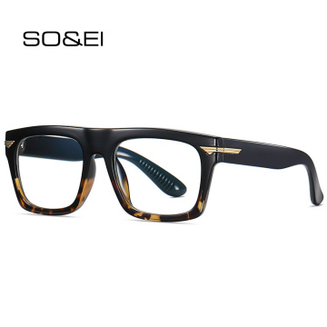 SO&EI Retro Square Clear Anti-Blu-Ray Eyewear TR90 Women Glasses Frame Fashion Men Optical Eyeglasses Frame Computer Goggles