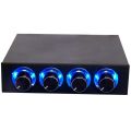 3.5inch PC HDD 4 Channel Speed Fan Controller with Blue/Red LED Controller Front Panel For Computer Fans X6HA