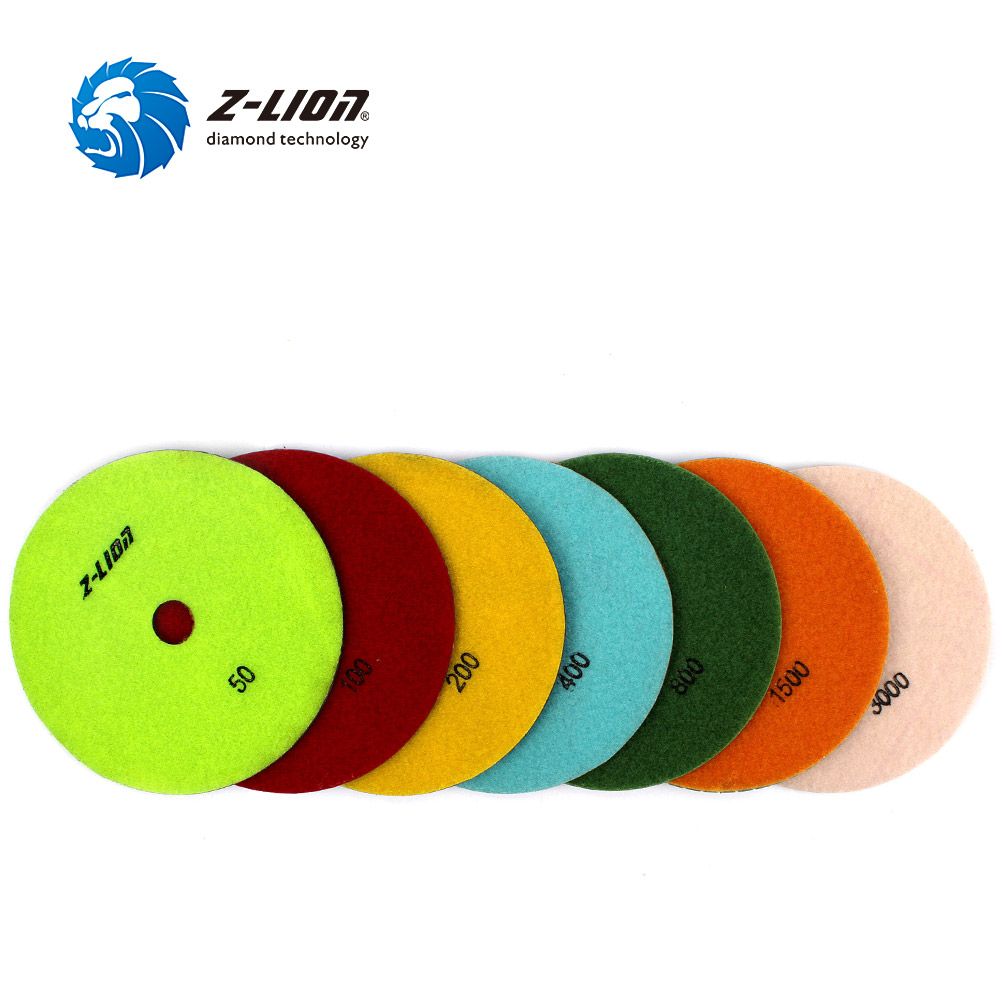 Z-LION 7pcs/Lot 6 inch Diamond Polishing Pad Wet Use 148mm Flexible Polishing Disc for Granite Marble Stone