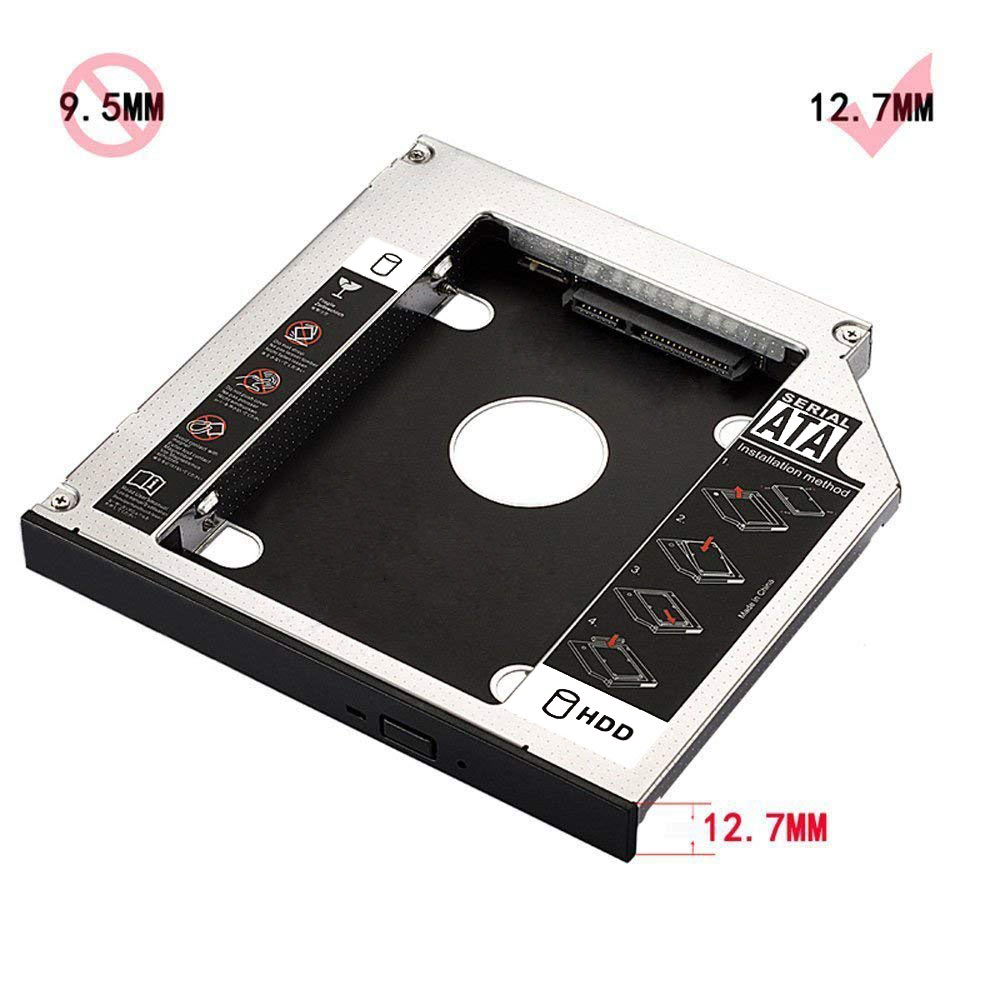 Universal Aluminum 2nd HDD Caddy 12.7mm SATA 3.0 For 2.5" SSD Hard Disk Driver Case Enclosure DVD CD-ROM Adapter Optibay 12.7
