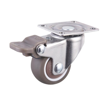 4PCS/Lot 1/ 1.25/ 1.5/ 2 Inch Swivel Plate PU Casters Wheels with Brake, Industrial, Heavy Duty Casters for Furniture, Chairs