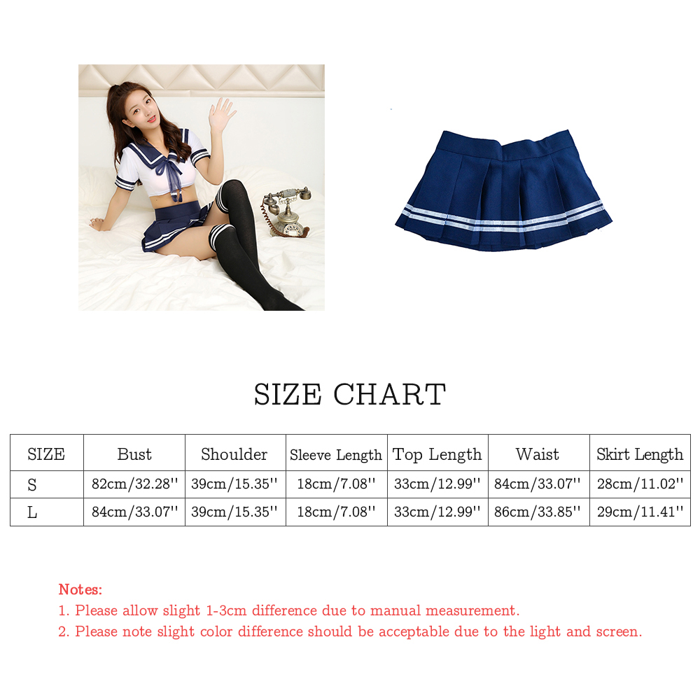 Women Sexy Cosplay Costume School Girl Student Cheerleader Uniform Set Babydoll Pleated Skirt Crop Top Exotic Mini Skirt Outfit