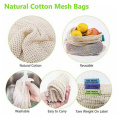 2020 S/M/L Beige Cotton Repeatable Fruit And Vegetable Mesh Bag Drawstring Bundle Pocket Green Shopping Bag Kitchen Storage Bag