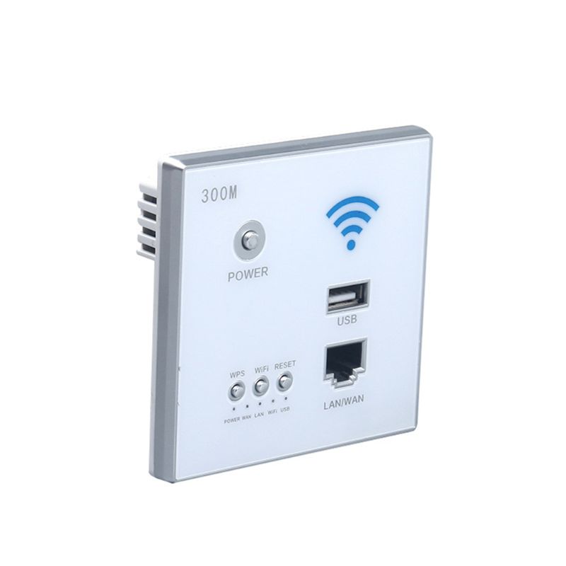300Mbps 220V Power AP Relay Smart Wireless WIFI Repeater Extender Wall Embedded Router Panel USB Socket