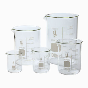 Glass Beaker 3.3 Borosilicate Lab Glassware Low Form 5 Piece 50,100, 250, 500,&1000ml Clear