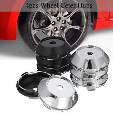 4pcs Universal 68mm ABS Chrome Car Wheel Center Plain Hub Caps Covers Holder