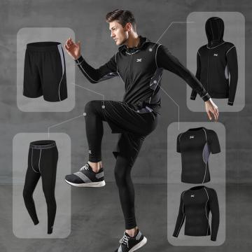 5 Pcs/Set Men's Tracksuit Gym Fitness Compression Sports Suit Clothes Running Jogging Sport Wear Exercise Workout Tights
