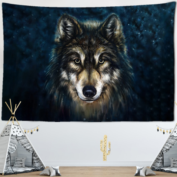 Wolf's Gaze Holy Animals Tapestry Tribal Animal Decoration Wall Hanging Wall Tapestry Home Decor Textile