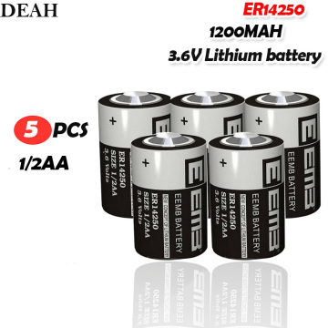 5PCS ER14250 ER 14250 CR14250SL 1/2AA 3.6V 1200mAh PLC industrial lithium battery primary battery for camera