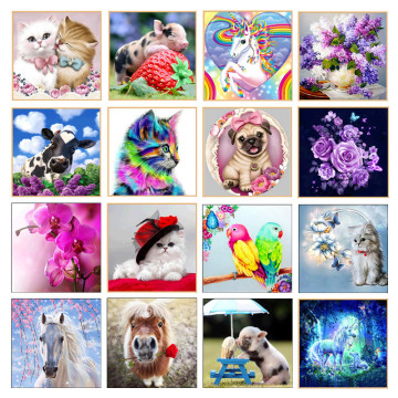 5D DIY diamond painting painted cartoon animal mosaic embroidery animal cross stitch embroidery crafts home decoration