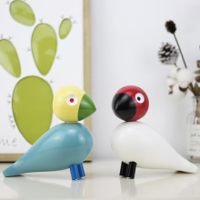 Nordic Denmark Wooden Bird Figurines Wood Carving Puppet Colorful Painted Sculpture Figure Animal Ornaments for Home Decoration