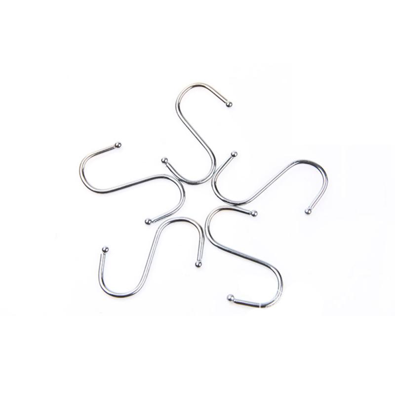 S-Shaped Hooks Bathroom Kitchen Single S Shape Stainless Steel Storage Hook For Wall And Door Organizer Accessories Organization