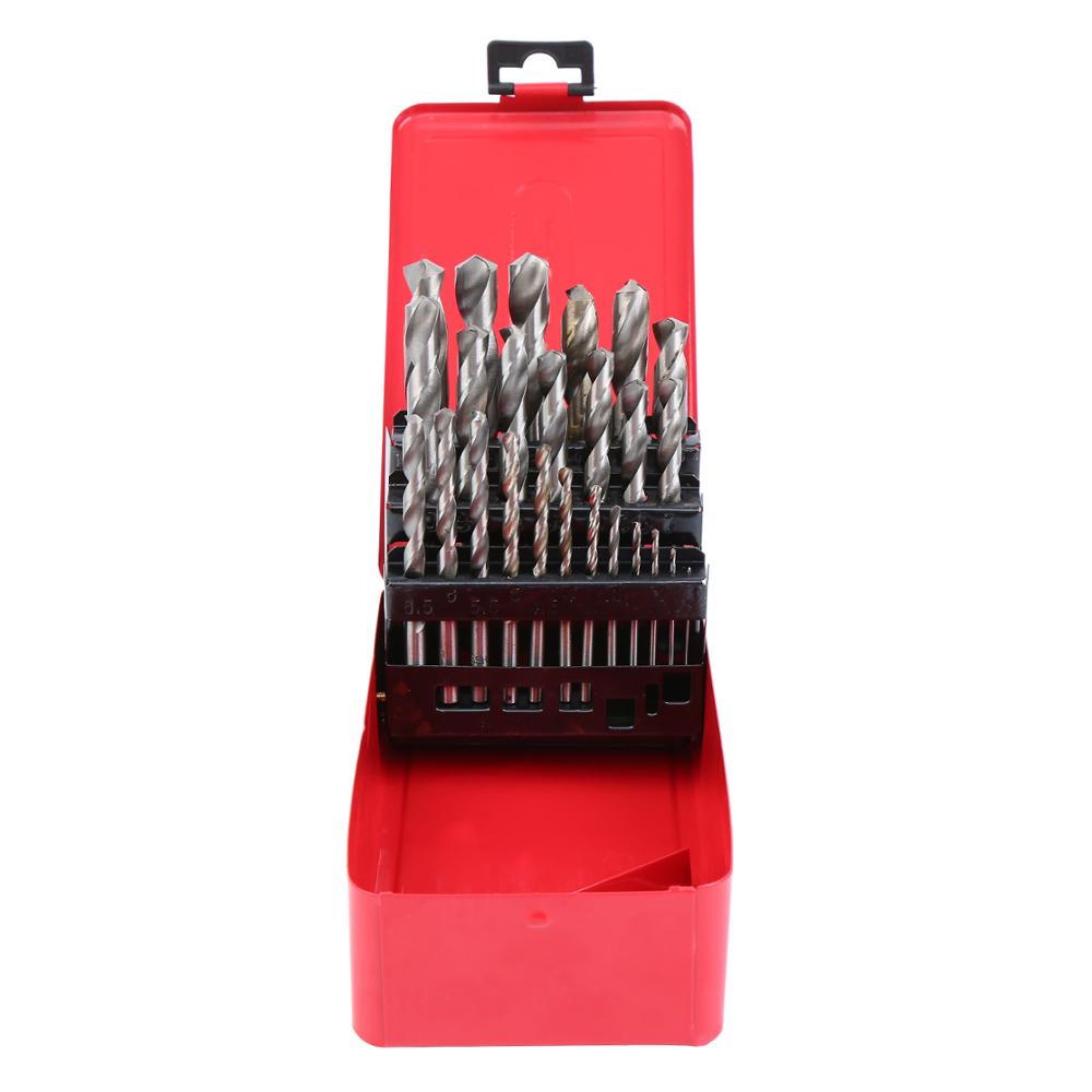 25pcs HSS Twist Drill Bit Set in Metal Cobalt Drill Bit With Red Box 1- 13mm