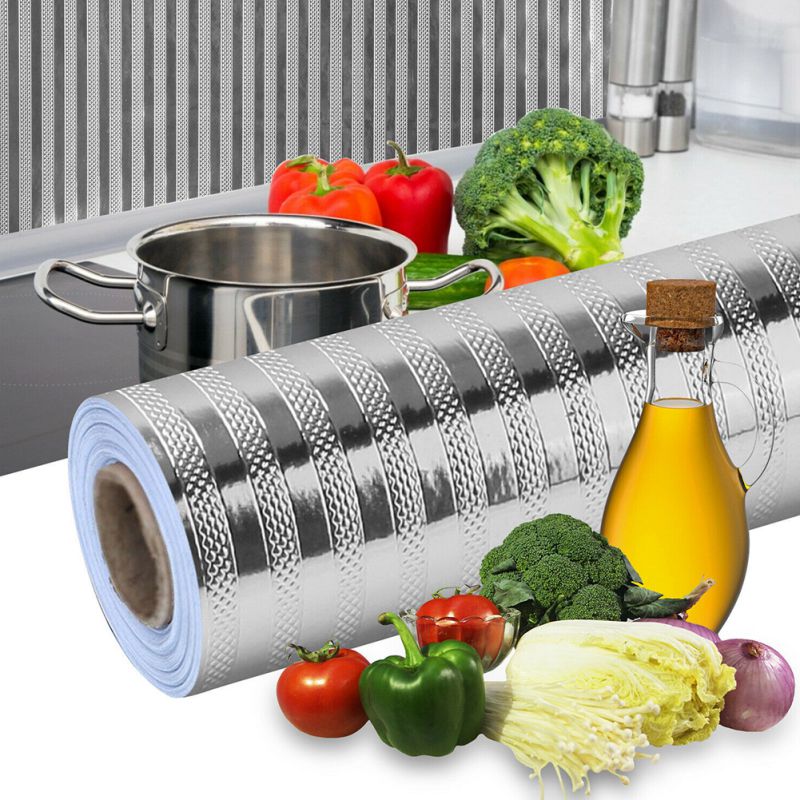 Waterproof Sticker DIY Kitchen Wallpaper Kitchen Oil-proof Stickers Aluminum Foil Stove Cabinet Self Adhesive Wall Stickers