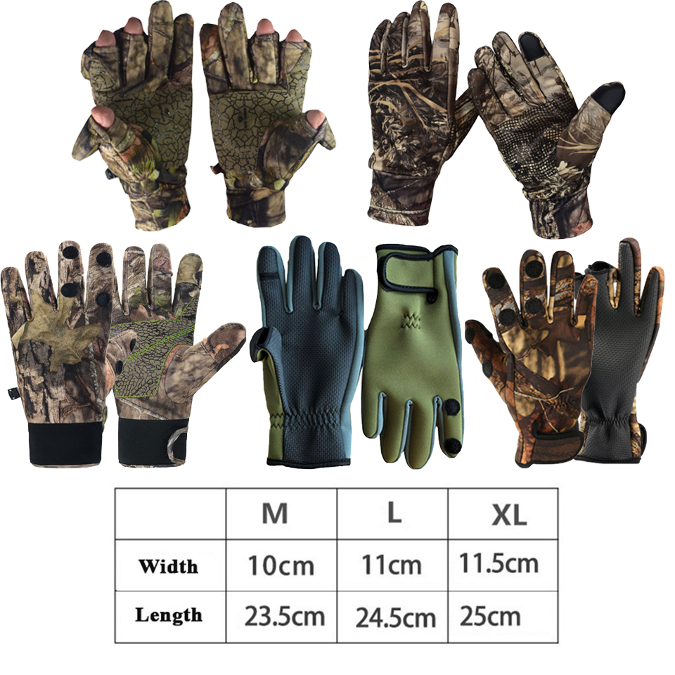 Winter Camouflage Fishing Gloves 4 Types Anti-Slip Fingerless Cut Hunting Gloves Outdoor Camping Cycling Sport Training Gloves