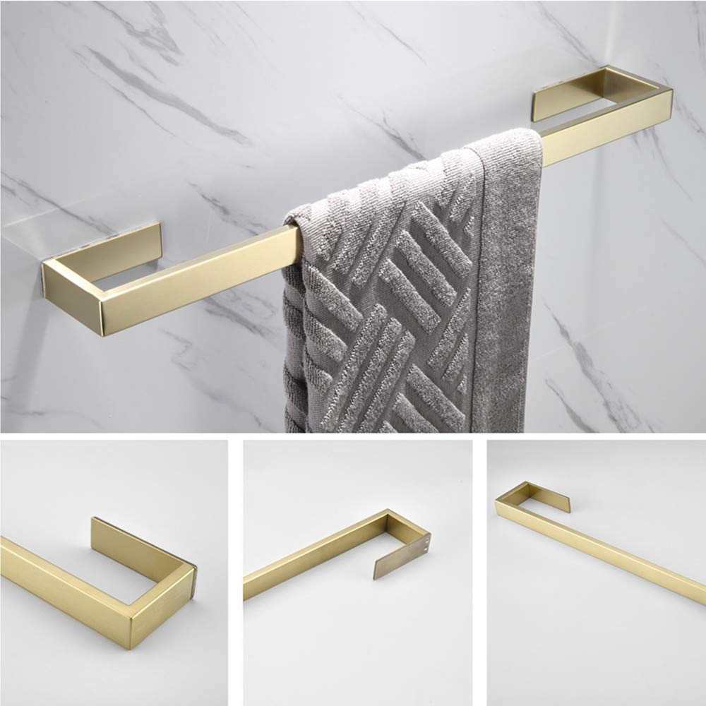 SUS304 Stainless Steel Adhesive Bathroom Accessories Set Brushed Gold Towel Bar Towel Hook Wall Towel Ring Toilet Paper Holder