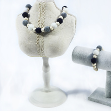 25MM pompon wood bead decorative necklace