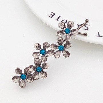 New Flower Rhinestone Women Hair Accessories Plum Floral Hair Clip Girls Hair Pins Sweet Wedding Headwear Silver Gold Barrette