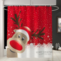 Bipoobee Merry Christmas Shower Curtain New Year Bathroom Suit Santa Claus Reindeer Snowflake Toilet Cover Mat Non Slip Rug Set