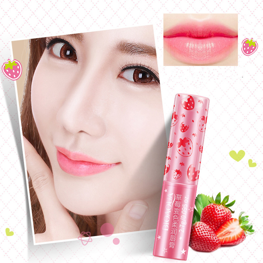 Strawberry Flavor Color Changing Moisturizing Lip Balm Lip Care Lip plumper Firming Lip Color Hydrating Lipstick TSLM2