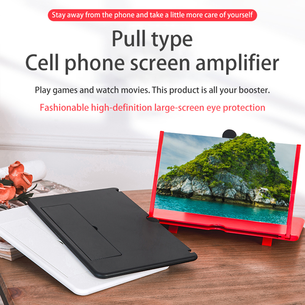 12 inch 3D Mobile Phone Screen Magnifier HD Video Amplifier Stand Bracket Movie Game Magnifying Folding Desk Holder Dropship