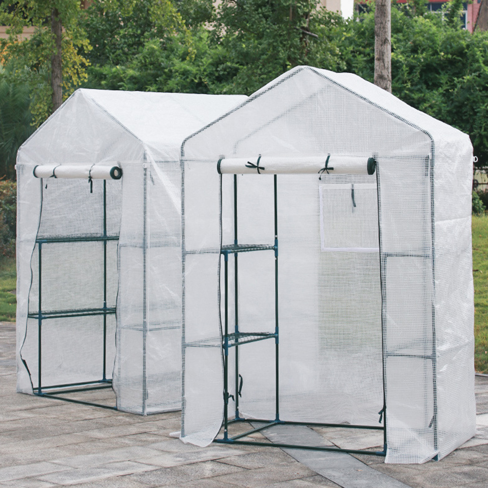 Outdoor Garden Greenhouse 3 Layers Large Walk-in Greenhouse With Steel Frame PE Mesh Cloth Cover Warm Ventilated Nursery