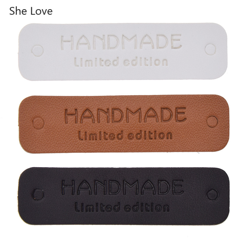 Chzimade 48/30Pcs Handmade Clothes Garment PU Leather Labels Tags For Jeans Bags Shoes Diy Decoration