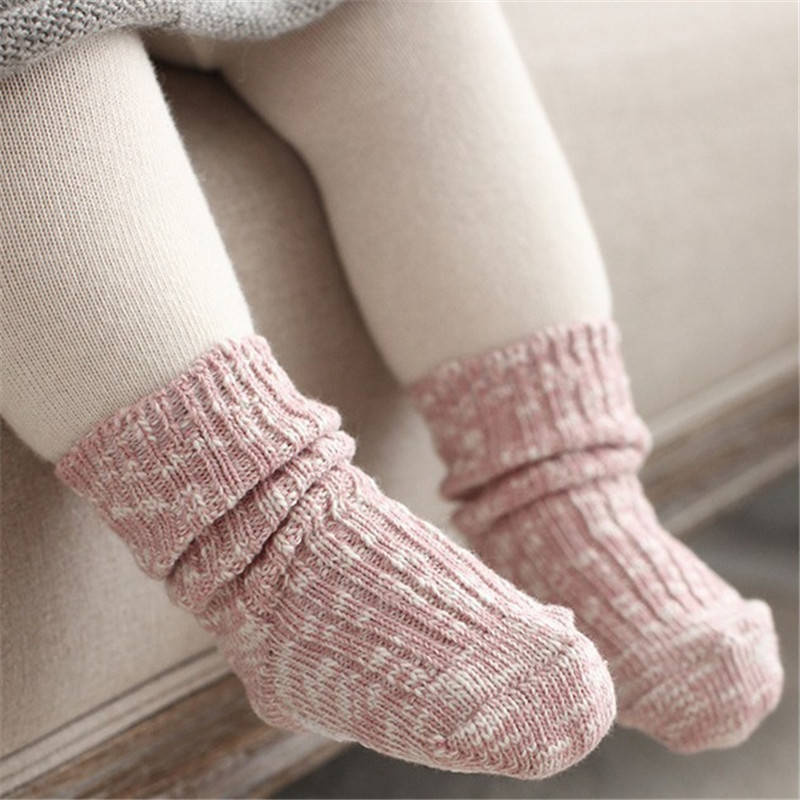 Solid Color Thicken Baby Childrens Boys Girls Cotton Socks Soft Newborn Toddler Infant Kids Non Slip Fashion Autumn Winter Socks