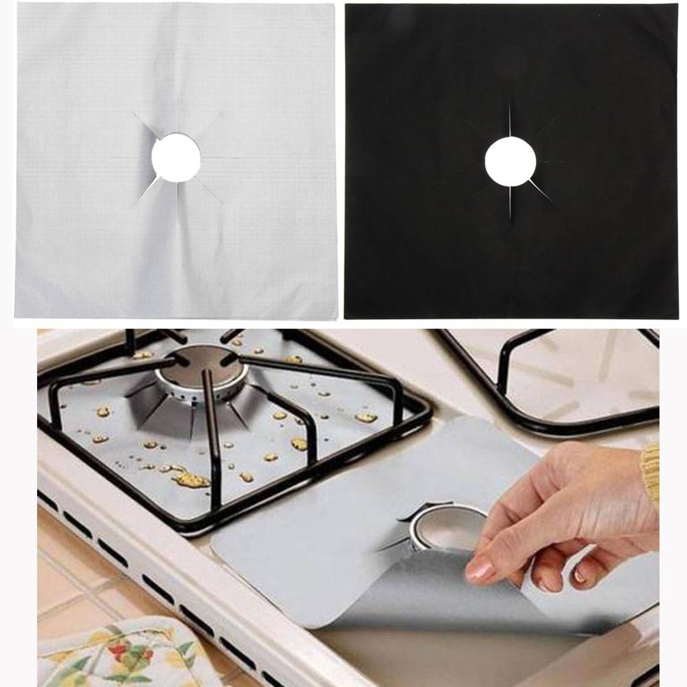 4PCS Set Reusable Foil Cover Gas Stove Protector Non-Stick Stovetop Burner Sheeting Mat Pad Clean Liner For Kitchen Cookware