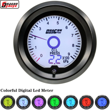 Dragon 52mm 7 Colors Backlight LCD Digital Pointer Auto Oil Pressure Gauge 0-150 PSI Press Meter For Car Free Shipping