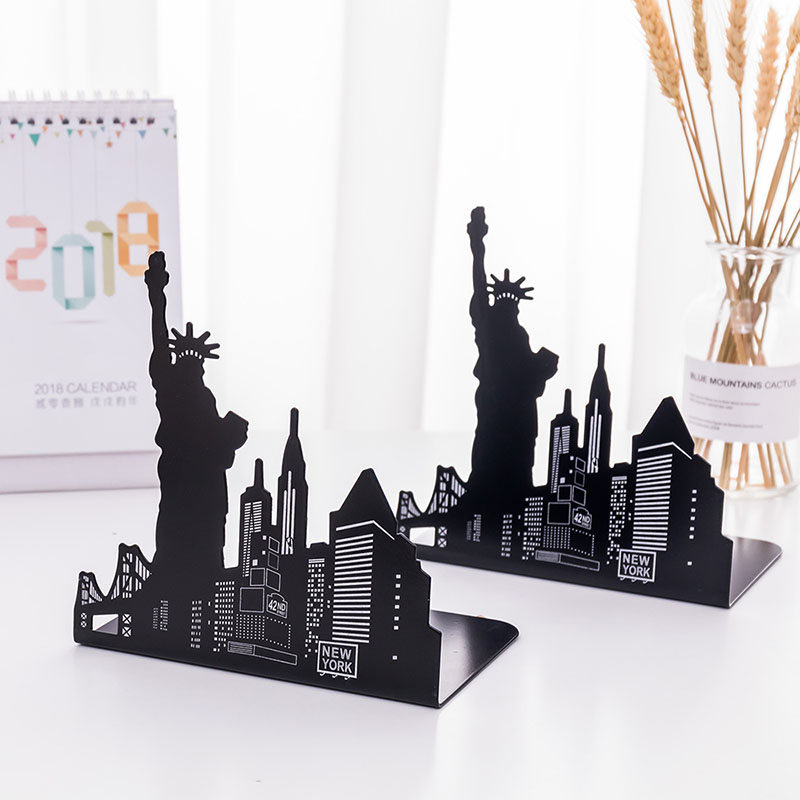 Ferris Wheel / Eiffel Tower / Statue of Liberty Metal Book Ends, Novelty Vintage Black Bookend as book stand for home and office
