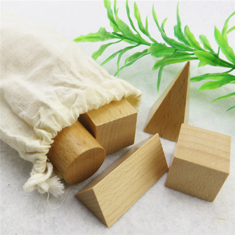 10 Pcs/set Wooden Shapes Geometry Learning Ducation Math Montessori Toys for Children Montessori Mystery Bag Cognitive Fun Games