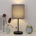 Small Metal Black Lamp with Linen Lampshade
