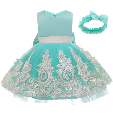 2020 New Children Dresses Girls Bow-knot High-Waist Princess Dress Kids Sleeveless Dresses Baby Girl Lace Dress 9 Month-4 Years