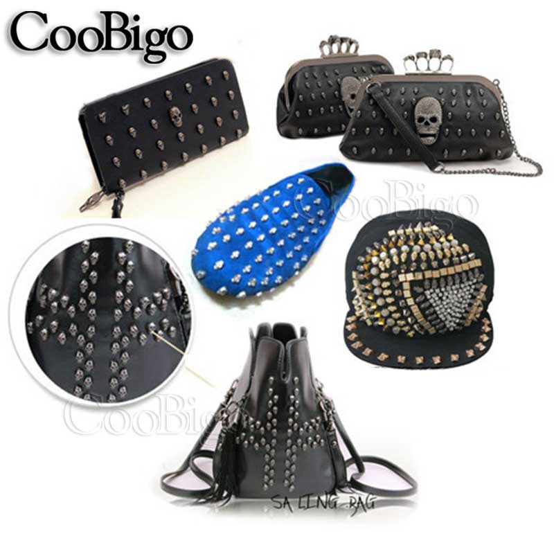 10sets Rock Skull Pewter Punk Studs Rivet Spikes Bracelet Garment Shoe Bag Pets Collar DIY Leather Craft Parts Accesssories