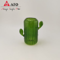 ATO Hand Made Green Cactus Shape Glass Vase